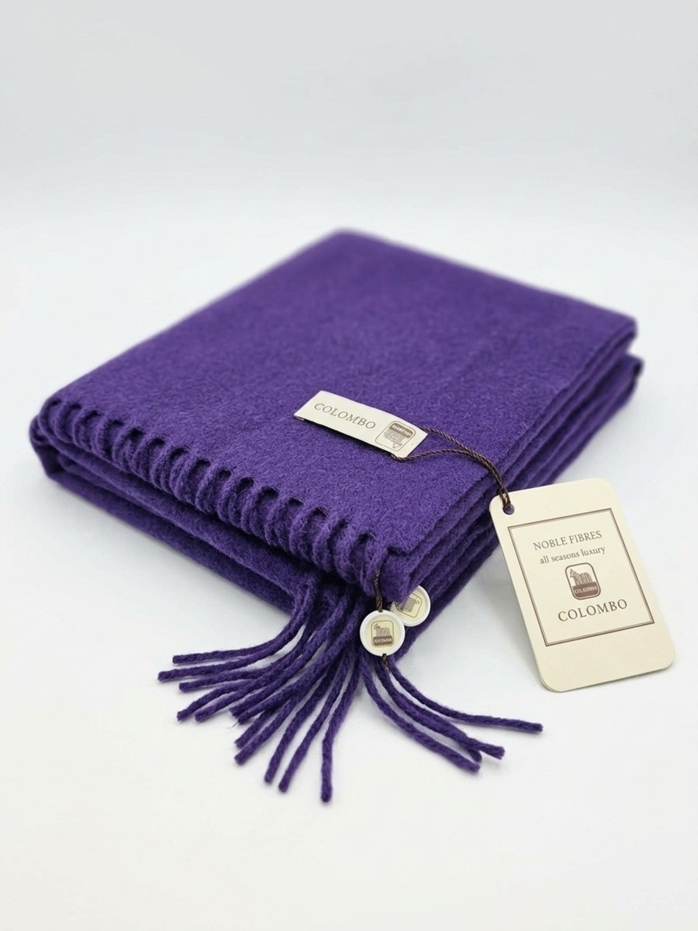 Unisex Purple Colombo Cashmere Scarf - Elegant Fringe